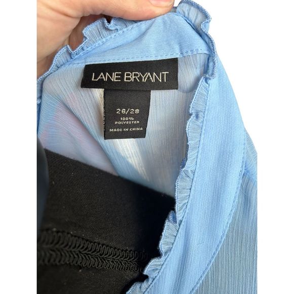 Lane Bryant Women's Light Blue Button Front Ruffle Gauze Blouse Size 26/28 - Picture 4 of 12